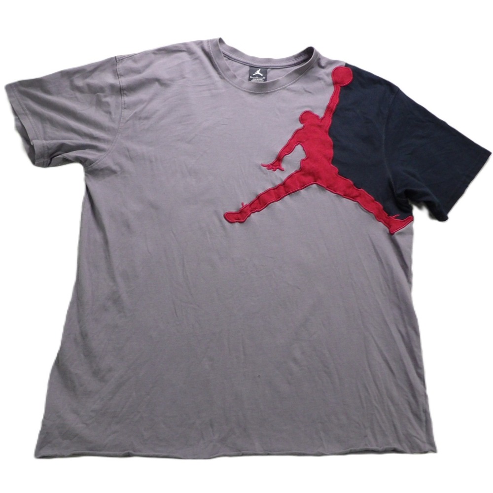Y2K Jordan Jumpman Shirt Men‎ XL Gray Black Red Side Wrap Graphic Distressed Tee